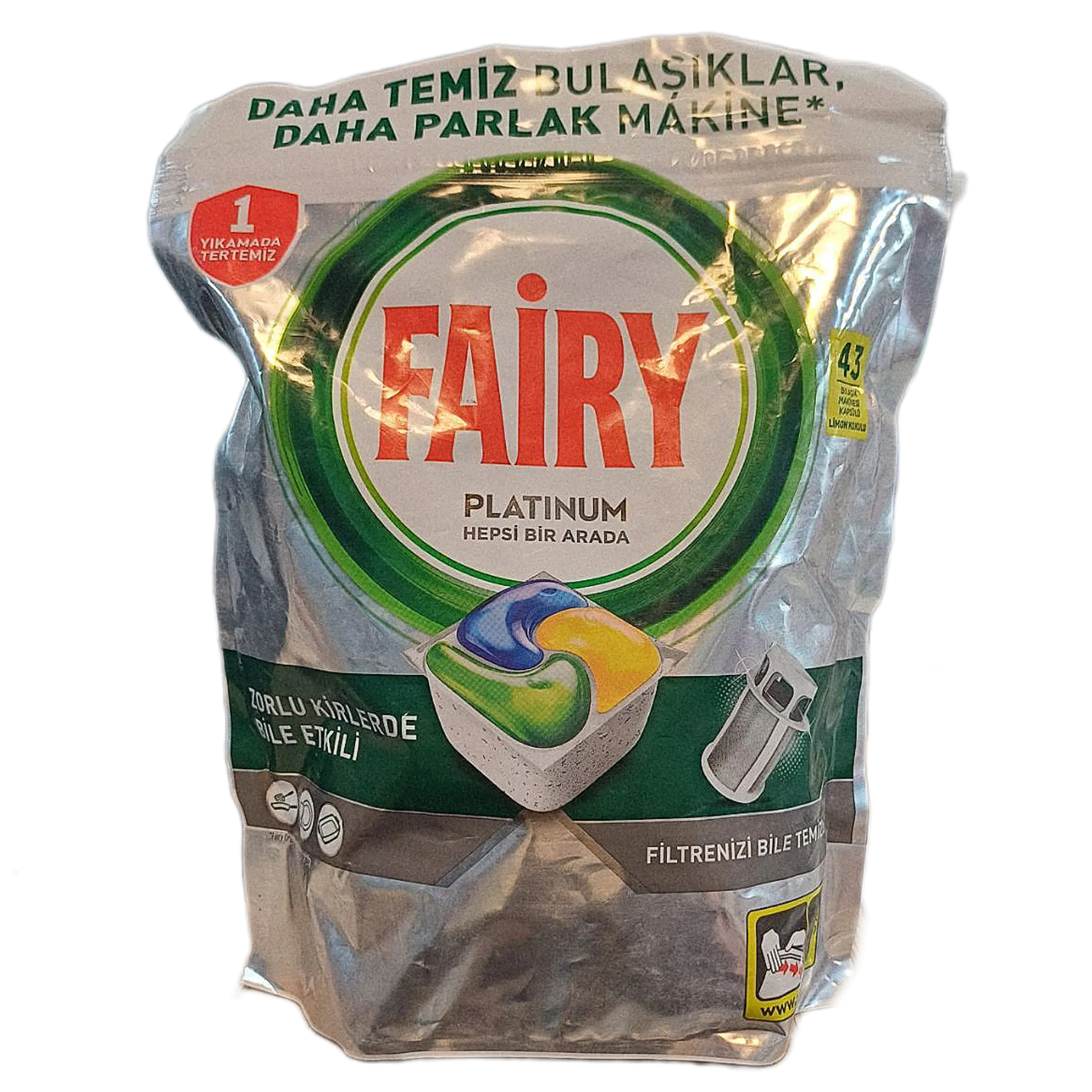 قرص ماشین ظرفشویی فیری پلاتینیوم با رایحه لیمو، بسته ۴۳ عددیقرص ماشین ظرفشویی فیری پلاتینیوم با رایحه لیمو، بسته ۴۳ عددی